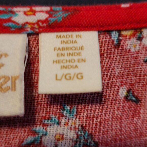 Wrangler X Billabong Dress Short Red Large Ruffle Deep V Neck Long Sleeve - Picture 5 of 10